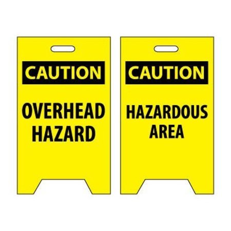 NATIONAL MARKER CO Floor Sign - Caution Overhead Hazard Caution Hazardous Area FS18